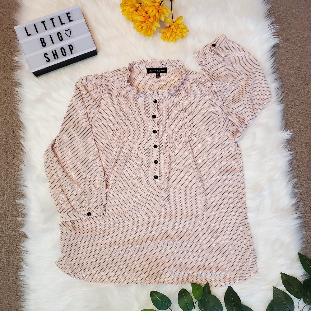 Jasmine & Juliana Pink Blouse Polka Dot Sz Sm